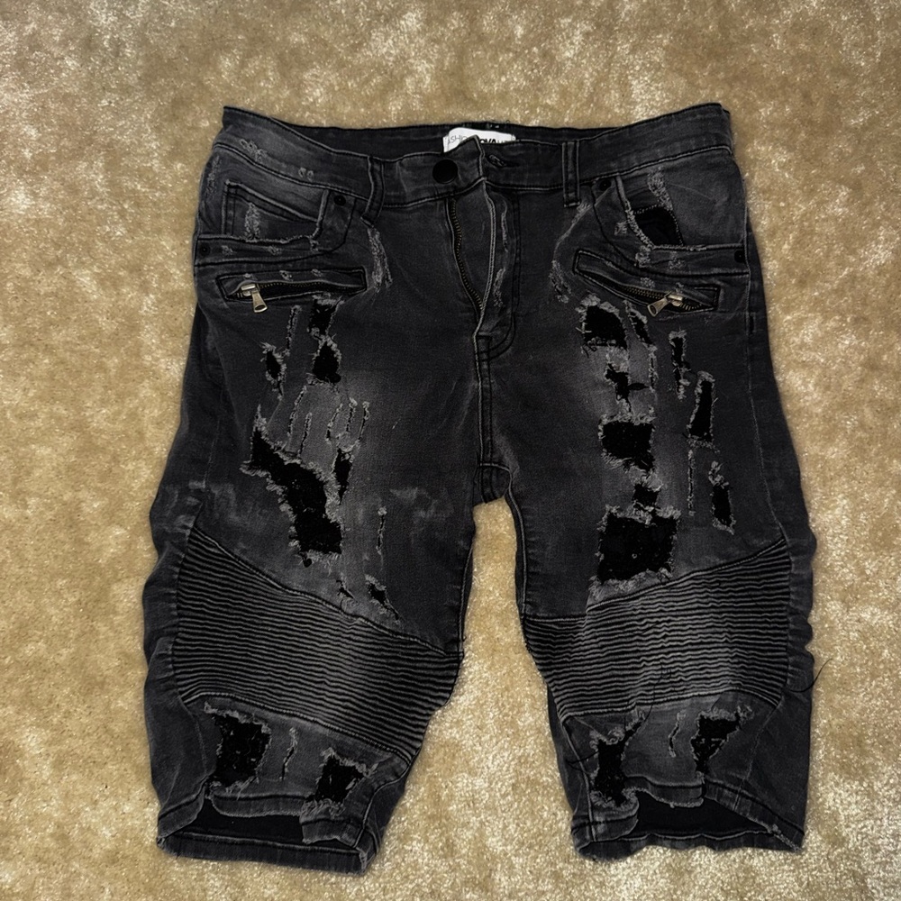 Fashion Nova Black Distressed Jean Shorts